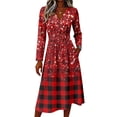 thumbnail image 3 of Fall Dresses for Women Spring Fall Plus Size V Neck Flowy a Line Dress Elegant Formal Wrap Dress, 3 of 5