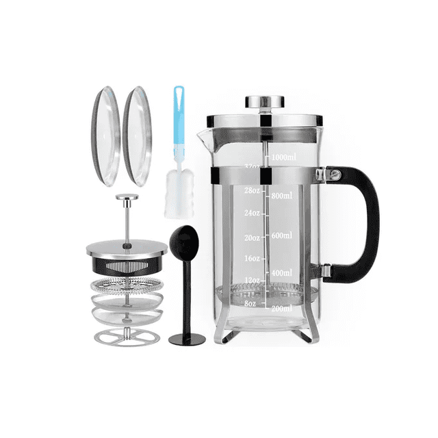 Cafetera Prensa Francesa Café Té Int Acero Inoxidable 1 Lt Xtellar plateado
