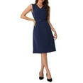 thumbnail image 2 of INSPIRE CHIC Women's Work Professional Sleeveless A-Line Dress XL Dark Blue, 2 of 6
