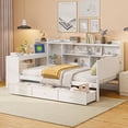thumbnail image 2 of Newboti Furniture Twin Size Wooden Daybed With 3 Drawers, Usb Ports And Desk, White 0017, 2 of 13