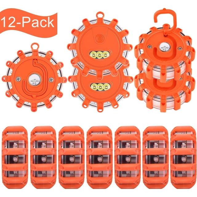Cost-Effective Emergency Safety Warning Light, Different Emergency Flashing Modes, Semi-Rigid And Magnetic Design For Car Marine Boat Emergency (12Pcs)