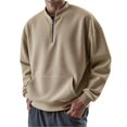 thumbnail image 2 of Men's Half Zip Pullover Hoodie, Casual Sports Sweatshirt, Loose Fit Unisex Fleece Top for Streetwear, Christmas, Fall Winter, Gym and Weekend Comfort Wear,Khaki,XL, 2 of 5