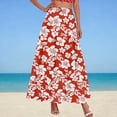 thumbnail image 2 of Tqcoqu Printed Maxi Skirts for Women High Waist Elastic A-Line Casual Wide Leg Long Skirt Casual Summer Beach Skirt,Red Women's S-XXXL, 2 of 5