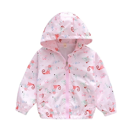 Mercatoo Hooded Windproof Outwear Boys 𝐂artoon Toddler Kids Windbreaker Coat Jacket Baby Girls Zipper Girls Coat&jacket Sweater for Kids