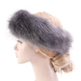 thumbnail image 4 of Diadema de piel sintética para mujer-orejeras peludas de invierno-orejeras esponjosas de tiempo frío que cubren las rusas - Gris Salvador Dali Diademas calentadoras de orejas de piel, 4 of 6