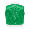 thumbnail image 4 of iiniim Boys Christmas Dance Costume Sequins Sleeveless Velvet Trim Vest Crop Top Green 8, 4 of 7