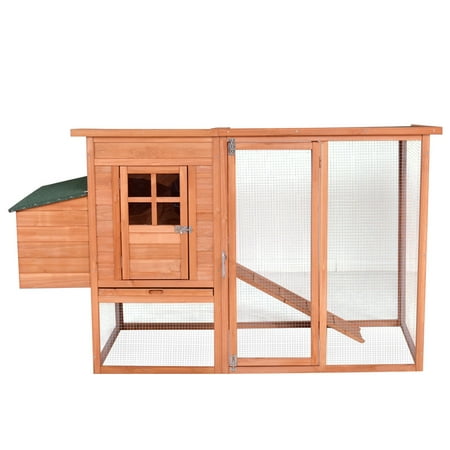 GHP Natural Color Fir Wood 2-Tier Multiple Door Design Chicken Coop with Sliding