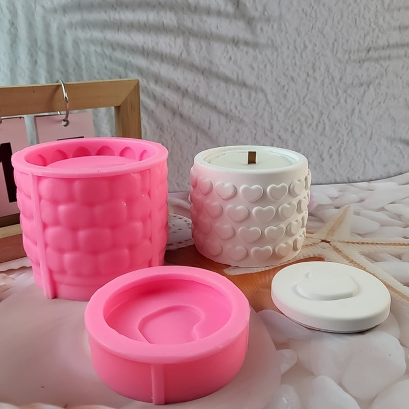 Zecic Handmade Cylinder Candle Cup Molds Candle Jar with Lid Silicone Molds Plaster Molds Craft Supplies for Candle Making