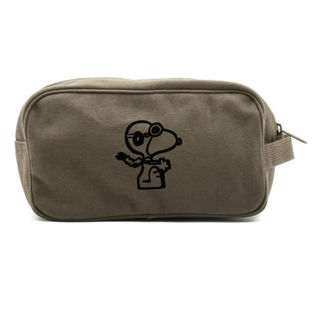 Snoopy Flying Ace Canvas Dual Two Compartment Travel Toiletry Dopp Kit