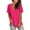 Hot Pink, variant on Fmbrln Womens Summer Short Sleeve V Neck Tops Casual Loose Side Slit Solid Color T-shirts Comfy Tees Blouse Army Green S