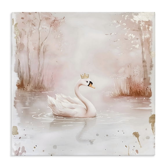 Stupell Industries Glam Swan with Crown in Pastels Canvas Art, 17 x 17, by Creative Studio