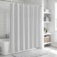 thumbnail image 5 of Gray Stripes Shower Curtain Set - Small 36" x 72" Washable Bathtub Curtain with 12 Hooks, Vintage Minimalist Lines Texture Waterproof Fabric Stall Shower Curtains for Bathroom/Bathtub Décor, 5 of 6