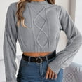 thumbnail image 2 of Lovskoo 2024 Sweaters for Women Trendy Pullover Long Sleeve Round-Neck Blouse Knit Tops Gray, 2 of 9