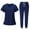 Navy #010, variant on Mohiass Scrub Sets for Woman Drawstring V Neckline Medical Scrubs Top and Jogger Pants Professional Stretch Nursing Uniform with Pockets Gray S
