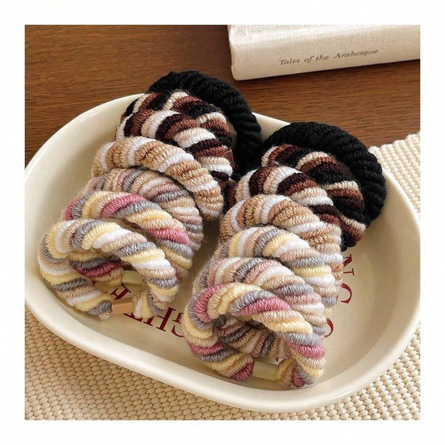 Twist Gray Yellow Knotted Braided Hair Band With High Elasticity And Soft Grip For Gentle Ponytail Styling