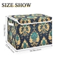 thumbnail image 5 of Yayeee Collapsible Storage Bin with Lid Fabric Closet Decorative Basket with Handles, Green Peacock Pattern, 5 of 7