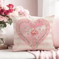 thumbnail image 2 of Valentines Pillow Covers 18X18 Inch Set of 4 Ruffled Heart Love Stamp Cupid Rose Pink Valentines Day Decorations Outdoor Cottagecore Decorative Throw Pillow Cases for Couch Home Decor, 2 of 6