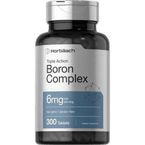 Triple Boron Complex 6 mg | 300 Tablets | Non-GMO and Gluten Free Supplement | by Horbaach