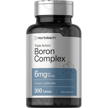Triple Boron Complex 6 mg | 300 Tablets | Non-GMO and Gluten Free Supplement | by Horbaach
