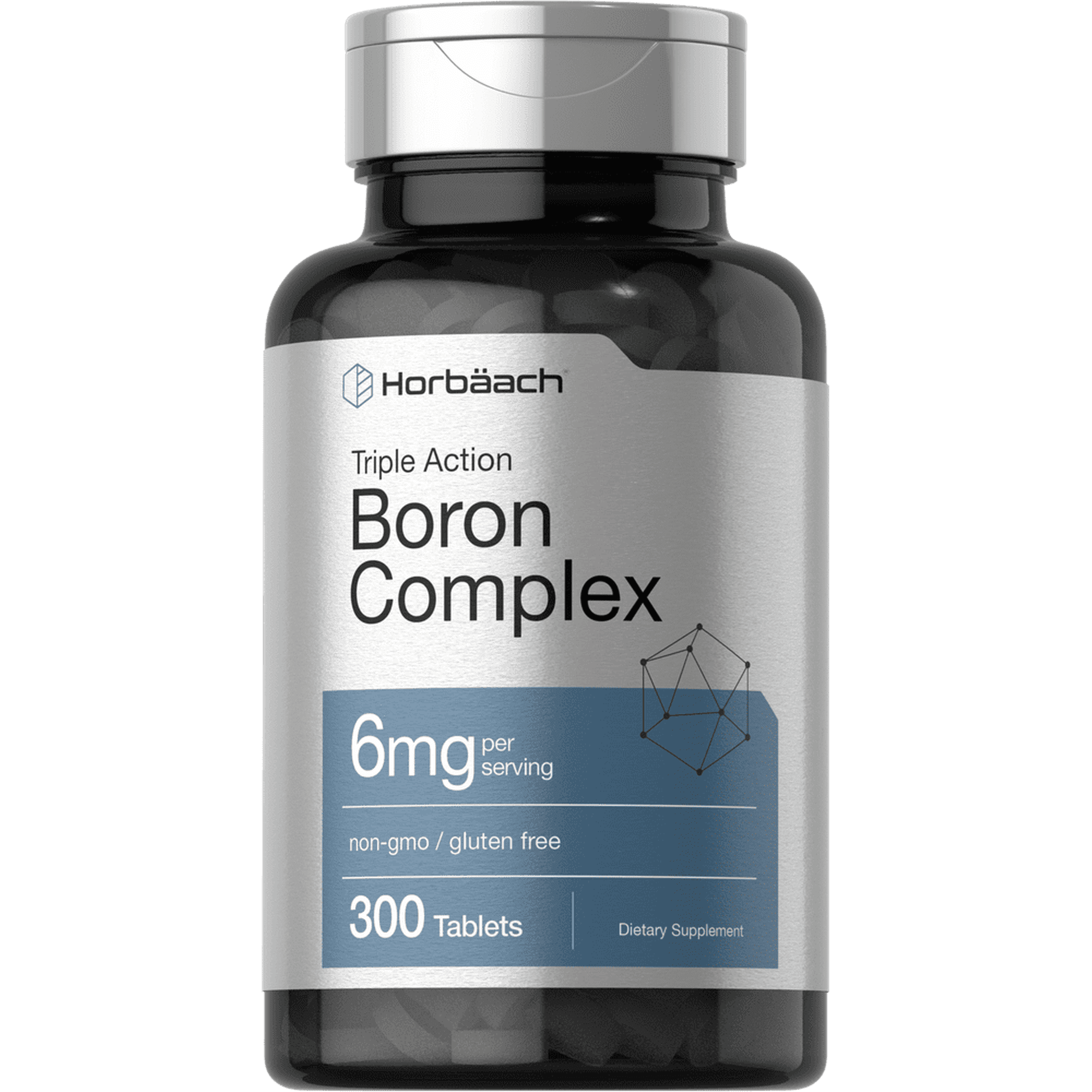 Triple Boron Complex 6 mg | 300 Tablets | Non-GMO and Gluten Free Supplement | by Horbaach