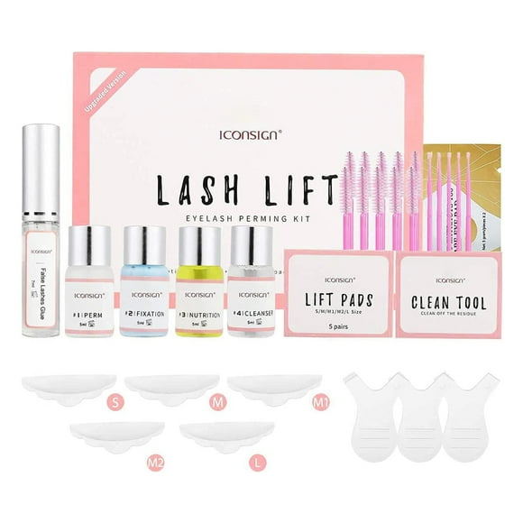 TFixol ICONSIGN Lash Lift Kit Eyelash Perm Set Semi-Permanent Eyelash Perming Curling Kit with Lift Pads Cleaning Tool for Salon Home Use