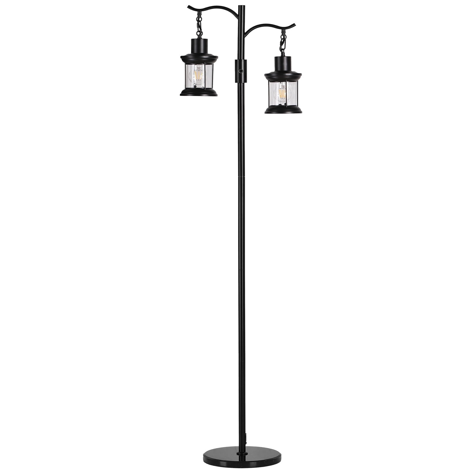 SUNMORY 63" Modern Floor Lamps with Stepless Dimming, 2 Light Glass Floor Lamps for Living Room, Lamps for Bedroom with Weighted Marble Base, Includes 2 LED Bulbs for Bedroom Living Room