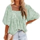 thumbnail image 2 of Blusa de verano, blusa con mangas abullonadas, blusa de poliéster con escote cuadrado, blusa con estampado floral, diseño revolucionario, 2 of 5