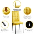 thumbnail image 3 of Dining Chairs Set of 2, Velvet Fabric Upholstered Dining Room Accent Chairs with High Back and Black Metal Legs, Modern Armless Side Chairs for Kitchen, Dining Room and Living Room, Yellow, 3 of 4