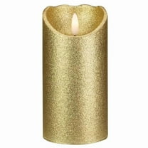 6 in. Glitter Flameless Battery Operated Christmas Decor Candle, Gold