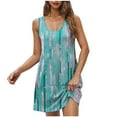 thumbnail image 2 of Rciityk Beach Dresses for Women Summer Floral Printed Sundresses Casual U Neck Tank Mini Dresses Vacation Party Dress with Pockets, Blue XXL, 2 of 5
