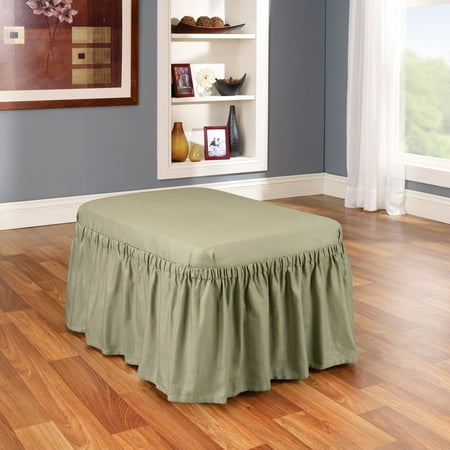 Sure Fit Cotton Duck Ottoman Two Piece Slipcover