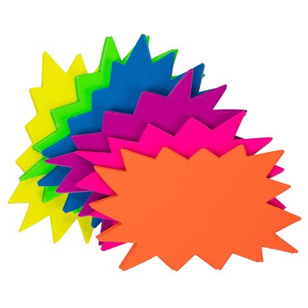 Starburst Signs - 60-Pack Star Burst Signs for Retail, Fluorescent Neon ...