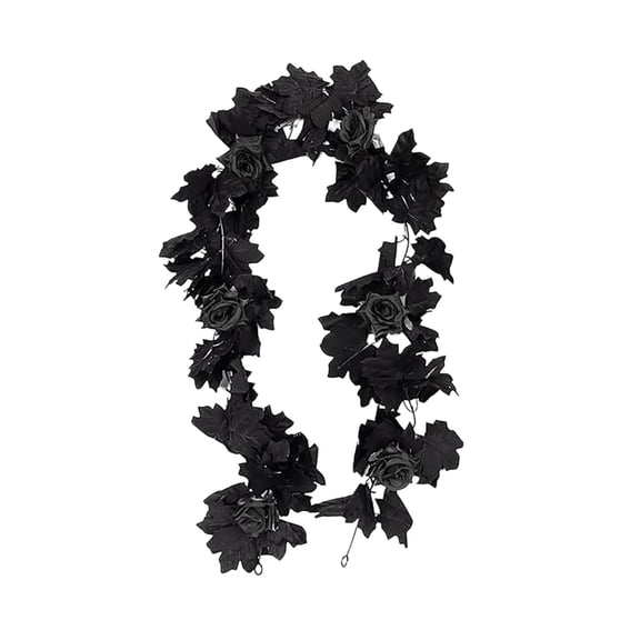 Hanging Flowers Plant,Black Flexible Bendable Artificial Flower Garland for Halloween Home Livingroom Theme Party Decor