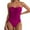 501_Hot Pink, variant on Lroveb One Piece Swimsuits for Women Solid Color Pleated Bandeau Swimsuit With Front Tie Two Wear Halterneck Strapless Bathing Suit