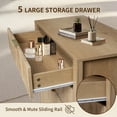 thumbnail image 6 of Haverchair Fluted 5 Drawer Dresser, Wooden Chest of Drawers with Wide Metal Handles,  Tall Storage Dresser Organizer with Curved Profile Design for Bedroom, Living Room, Hallway Closet, Natural Wood, 6 of 8
