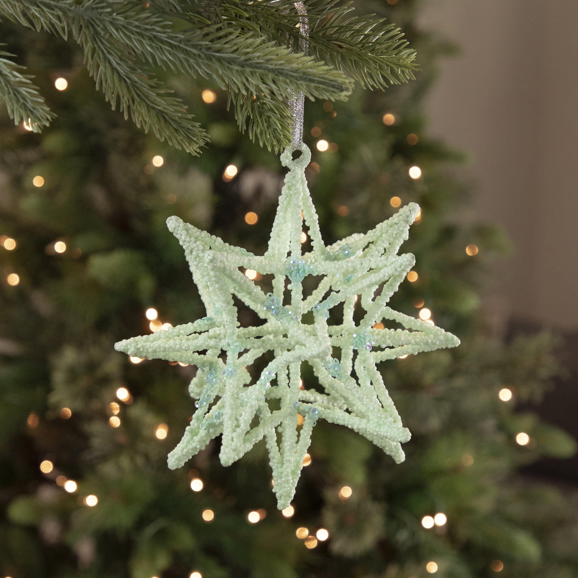 7" Starburst Light Blue Looped Iron Wire Christmas Ornament