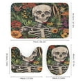 thumbnail image 3 of Skull Flowers Illustration 4 Pcs Bathroom Shower Curtain Set, Bathroom Sets with Rugs (Bath Mat, U Shape and Toilet Lid Cover Mat) and 12 Hooks,, 3 of 5
