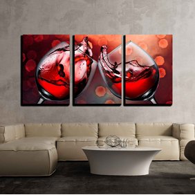 Wall26 3 Piece Canvas Wall Art Red Wine Modern Home Decor
