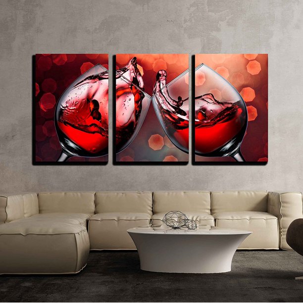 wall26 Red Wine Glass Cheers Canvas Art Wall Decor 16"x24"x3