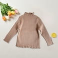 thumbnail image 2 of Odeerbi Toddler Boys Girls Knit Cotton Tops Velvet Collar 2025 Long Sleeve Tiered Ruffle Tunic Knitted Top Brown 5-6 Years, 2 of 7