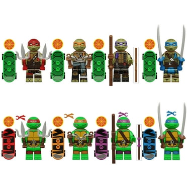 8 Pcs Ninja Turtles Minifigures with Skateboard Building Blocks Toys, Anime Ninja Turtles Action Figures for Teenages Kids