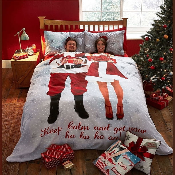 Holiday Christmas Keep Calm And Got Your Hohoho On Juego de cama para pareja