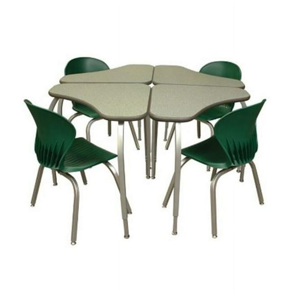 Elo Furniture Series ELO7400-ADJ-SS-94 Elo 24 x 36 Connect 4 desk 3 Adjustable Smooth Silver Legs Black Beveled Lotz Armor Edge Fusion maple Laminate Top