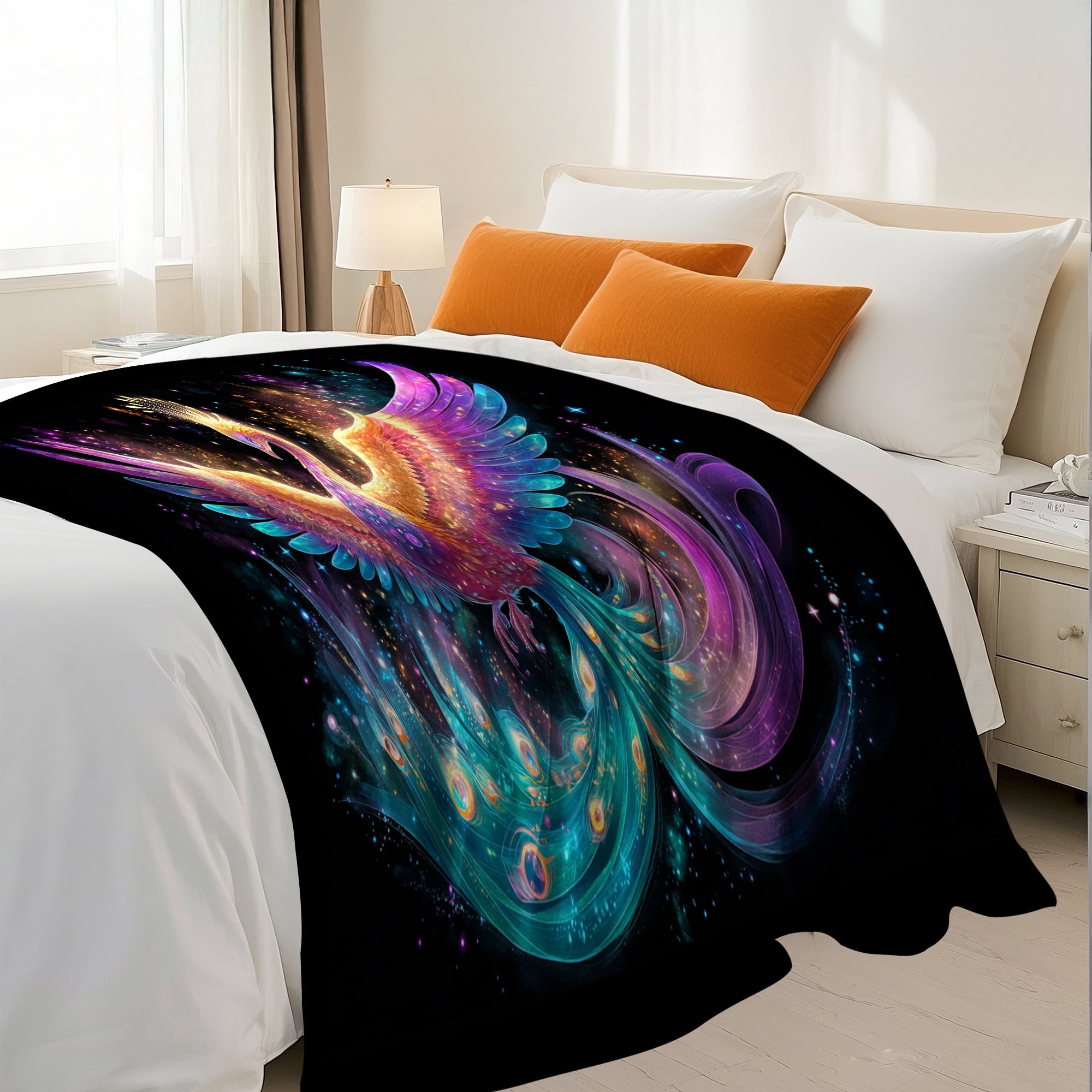 Flannel Fleece Throw Blanket, Soft Large Throw Blanket, Lightweight Cozy Plush Throw Blanket Fit Sofa Bed, 30"x40", Peacock