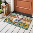 thumbnail image 4 of Cute Pig Entryway Rug 2'x3'&nbsp; Non Slip Front Door Mats, Yellow Sunflowers Teal Brown Wooden Vintage Art Entrance Rugs Indoor Outdoor Carpet, Washable Floor Mats Small Area Rug for Bedroom Kitchen, 4 of 8