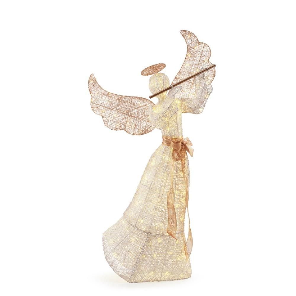 Home Accents Holiday LED Lighted Angel with Flute 71.5 in.Yard Outdoor Christmas Decorations