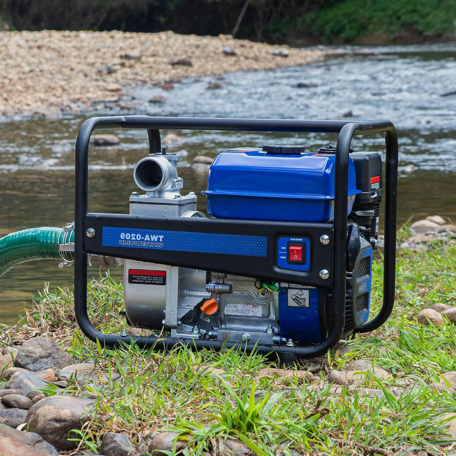 ANLIBATT 7HP Semi Trash Pump 158 GPM 2" EPA Gas Powered High Pressure Water Transfer Pumps Irrigation Suction Pipe Complete Hose Kits Included