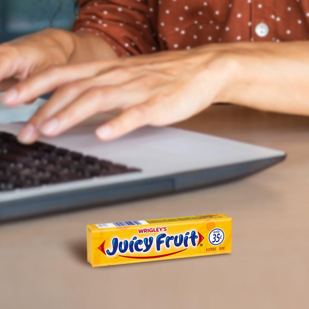 JUICY FRUIT Original Bubble Gum Chewing Gum Bulk Pack, 5 Stick (Pack of 80)