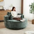 thumbnail image 2 of Leumius 55" Oversized Round Swivel Accent Chair,Upholstered Polyester 360 Degree Swivel Chair for Living Room, Bedroom, Lounge and Projection Room,Green, 2 of 9