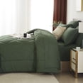 thumbnail image 4 of Davulos Twin Comforter Set Dark Green Bed in a Bag Twin Size 5 Pieces, Luxury Soft Bed Set for All Seasons, Bedding Set with Down Alternative Comforter, Sheets, Pillowcases & Shams, 4 of 7